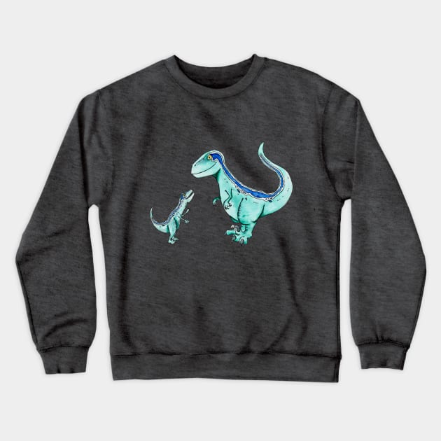 Blue and Baby Crewneck Sweatshirt by JurassicArt